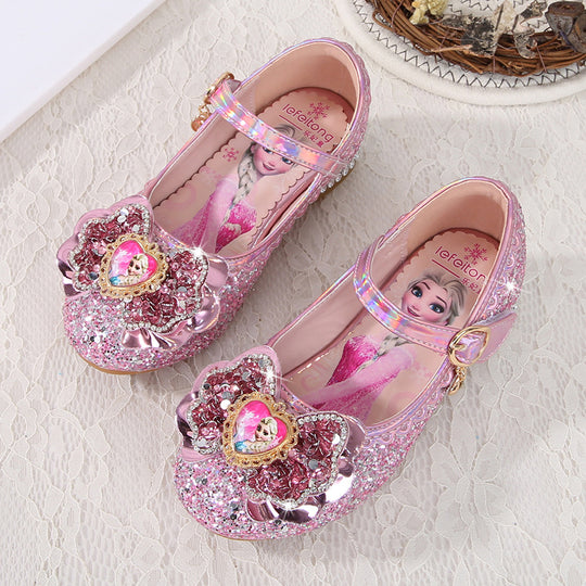 Mädchen Festliche Glitzer Ballerinas mit Blumenapplikation EB