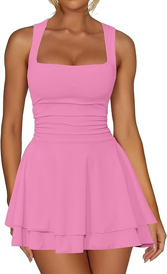 Damen sportliches Kleid mit Raffungen und weit schwingendem Rock EB