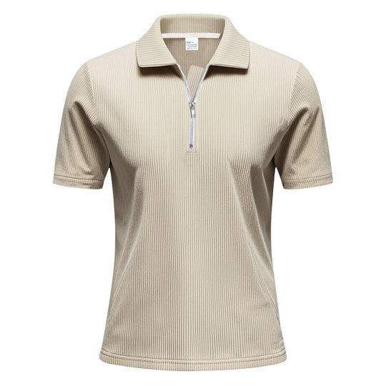 Herren Kurzarm Poloshirt mit Reißverschluss und strukturiertem Design EB