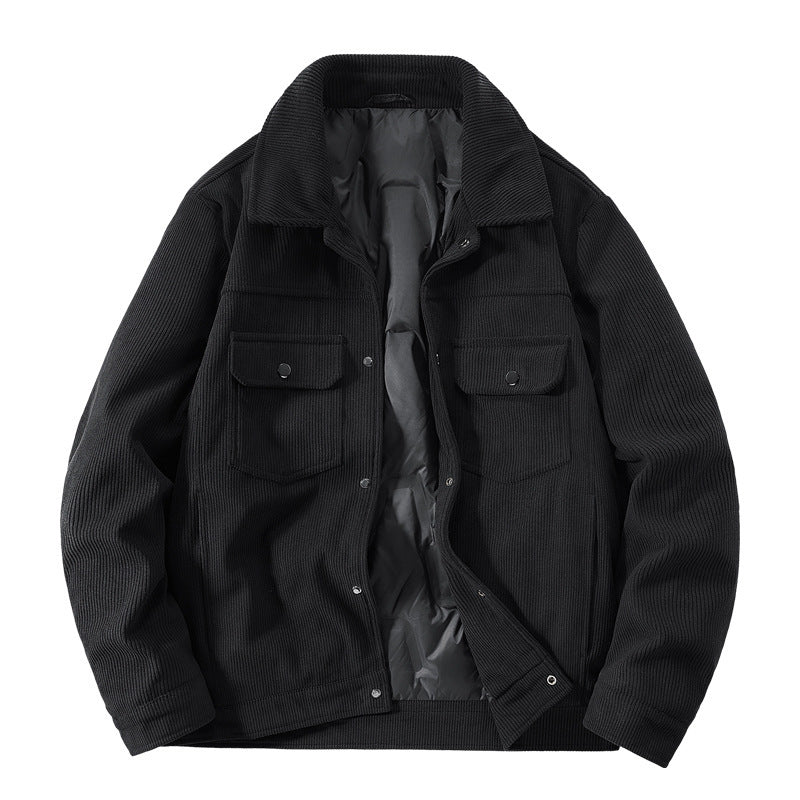 Herren Cordjacke mit gesteppter Thermofütterung und aufgesetzten Brusttaschen EB
