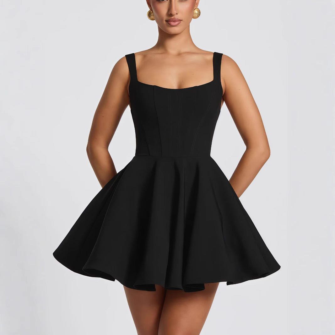 Damen Verspieltes Minikleid mit großem Schleifendetail und schwingendem Rock EB