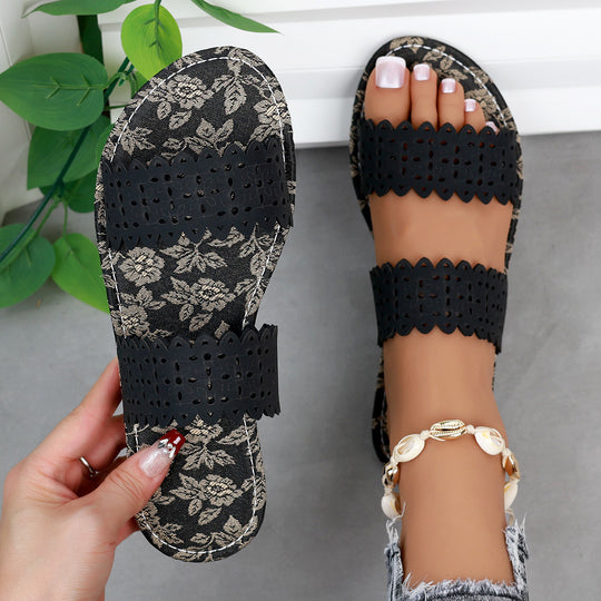 Damen Komfortable Slides mit modischen Cut-Out-Riemen EB