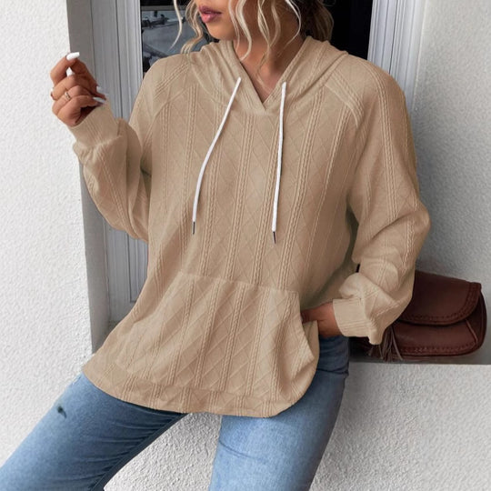 Damen halsferne Kapuzenpullover mit strukturiertem Design EB