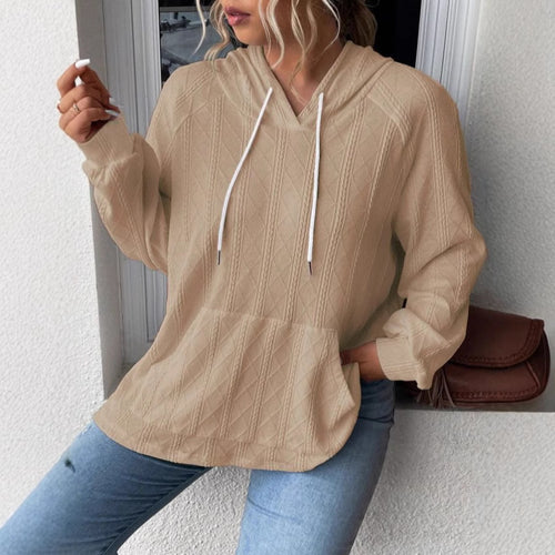 Damen halsferne Kapuzenpullover mit strukturiertem Design EB
