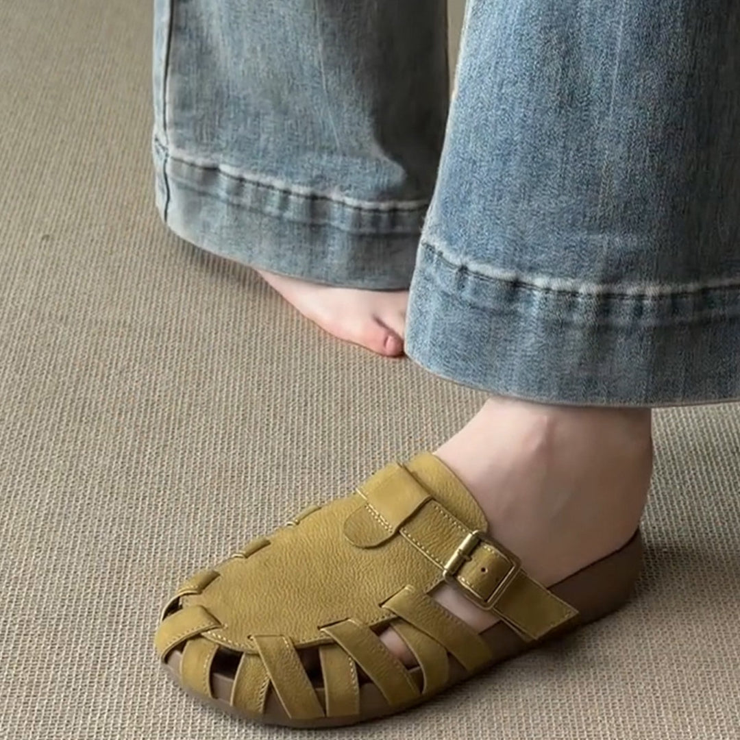Damen Komfortable Sandalen im mediterranen Stil mit geflochtenem Riemendesign EB