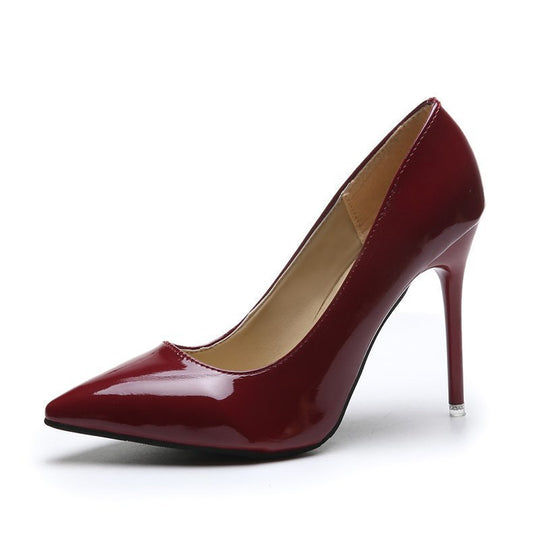 Damen elegante High Heels mit spitzem Zehenbereich und glanzvollem Finish EB