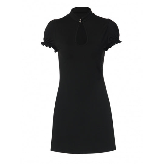 Damen Figurbetontes Minikleid mit Stehkragen und Schlüsselloch-Ausschnitt EB