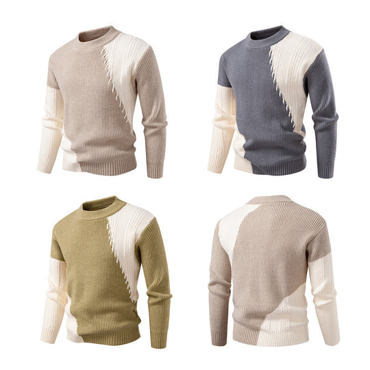 Herren Strickpullover mit modernem Struktur-Design und elegantem Kragen EB