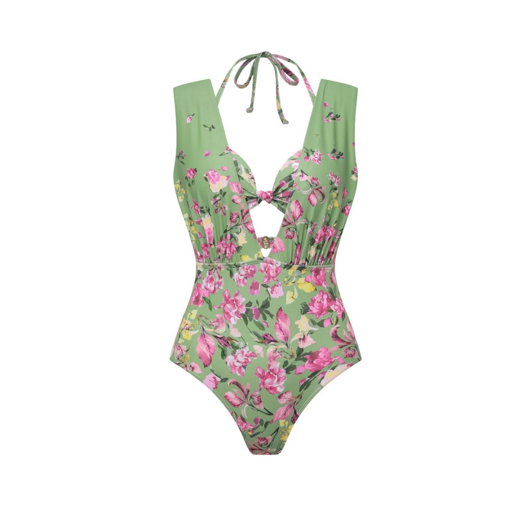 Damen Bikiniset mit floralem Schnitt und elegantem Maxirock EB