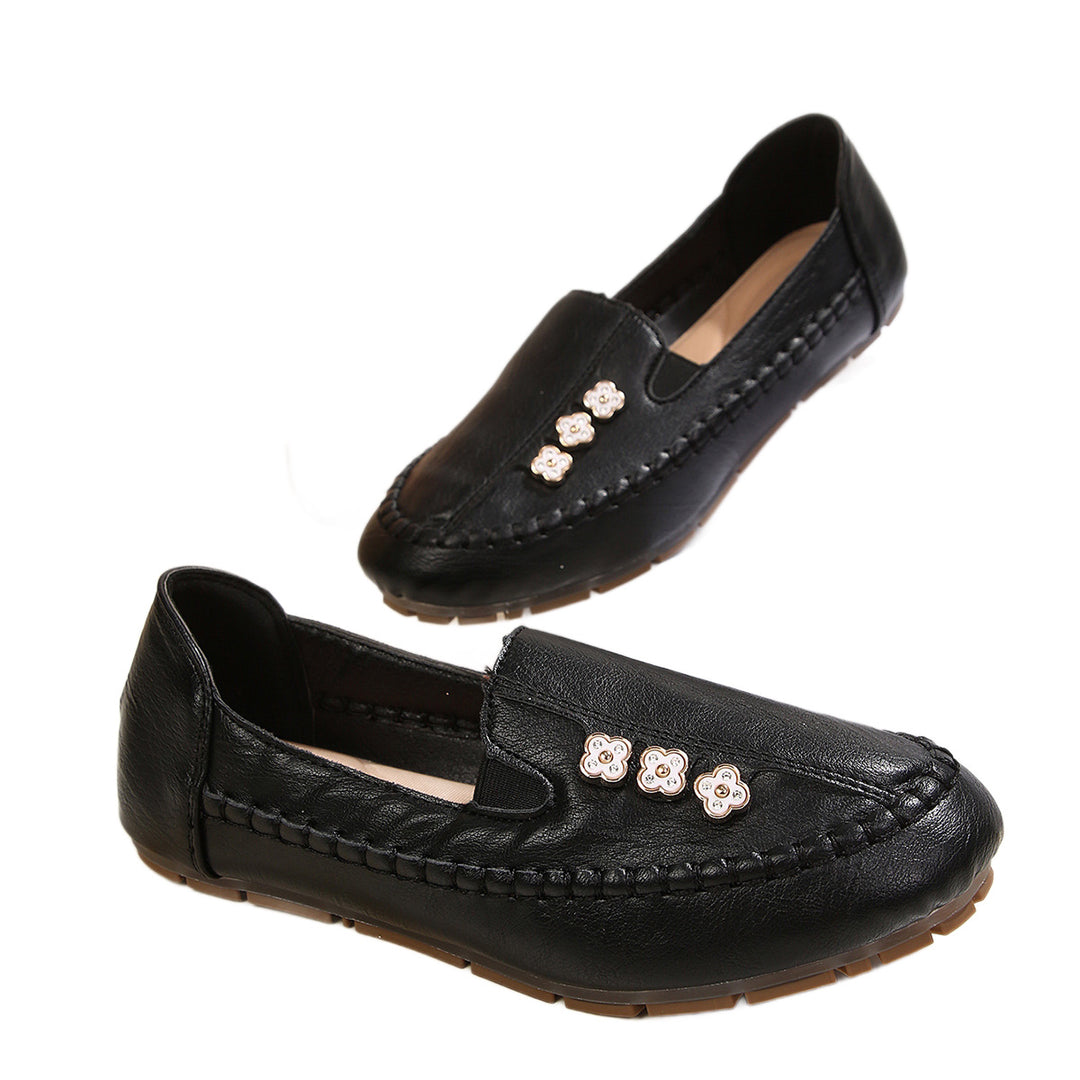 Damen Mokassin-Schuhe mit modischer Blütenapplikation EB