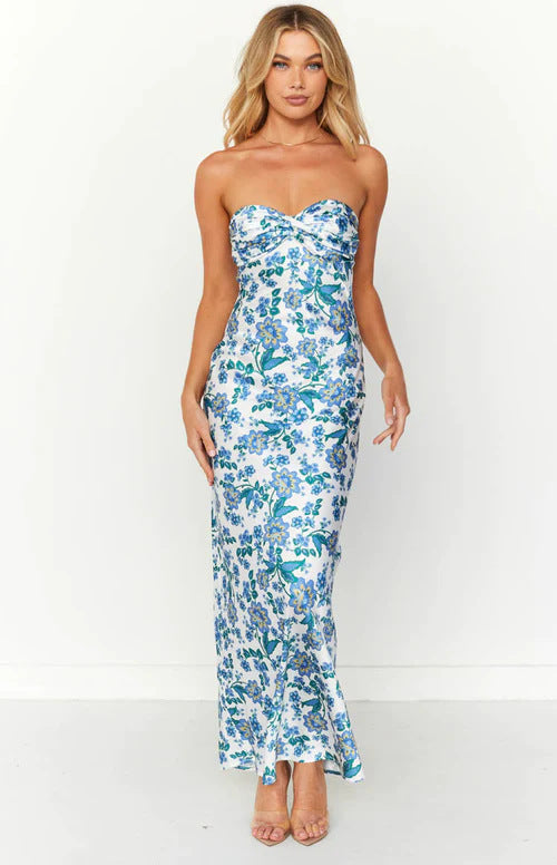 Damen Langärmliges Maxikleid mit floralen Akzenten EB