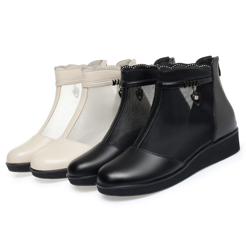 Damen Stiefeletten mit transparentem Mesh-Einsatz und modischem Schmuckdetail EB