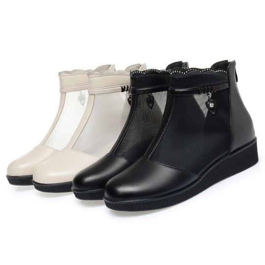 Damen Stiefeletten mit transparentem Mesh-Einsatz und modischem Schmuckdetail EB