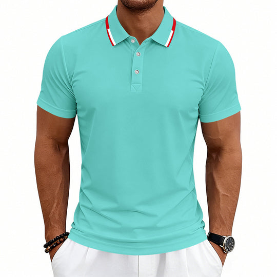 Herren nan tailliertes Kurzarm-Poloshirt mit Kontrastkragen aus atmungsaktivem Piqué EB