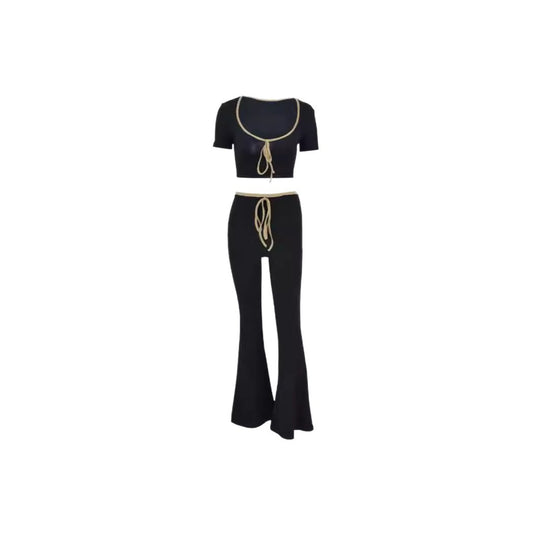 Damen modisches cropped Oberteil mit weitem Hosenansatz EB
