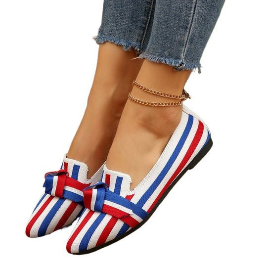 Damen Stilvolle und komfortable Ballerinas mit großem Schleifendetail EB
