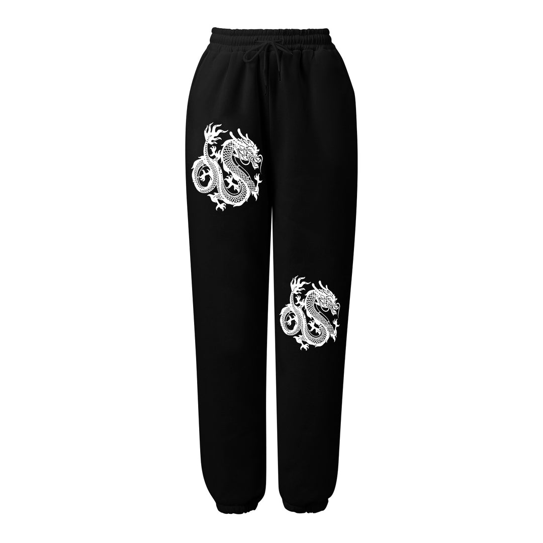 Damen nan weite Jogginghose hochgeschnitten mit seitlichem Statementprint und elastischem Bund EB