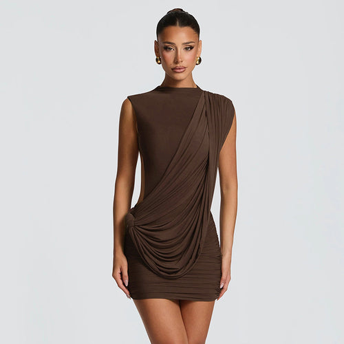 Damen Figurbetontes Drapé-Minikleid mit asymmetrischem Design und raffinierten Details EB