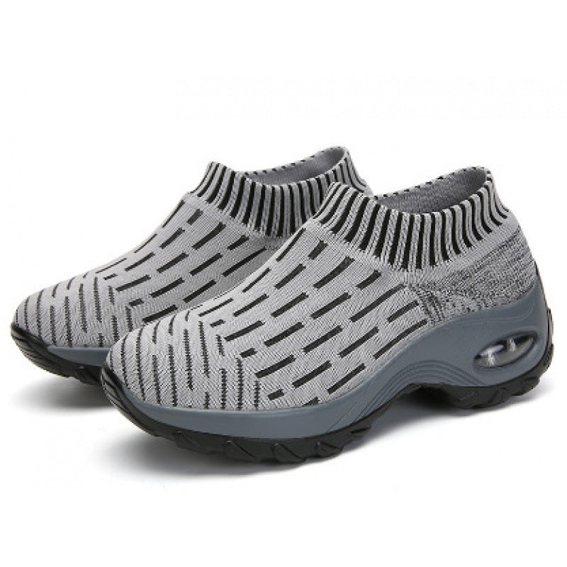 Damen Slip-On Sneakers mit atmungsaktiver Strick-Oberfläche und stoßdämpfendem Fußbett EB
