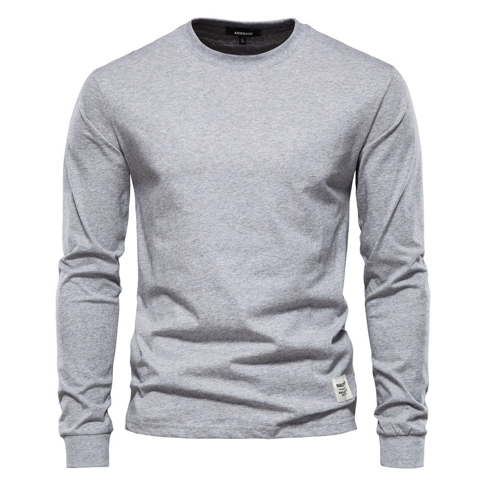 Herren nan klassisches langärmliges Baumwollshirt mit Rundhalsausschnitt und elastischen Bündchen EB