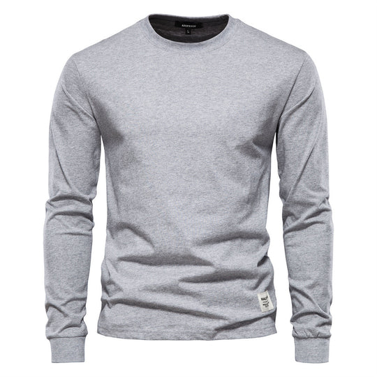 Herren nan klassisches langärmliges Baumwollshirt mit Rundhalsausschnitt und elastischen Bündchen EB