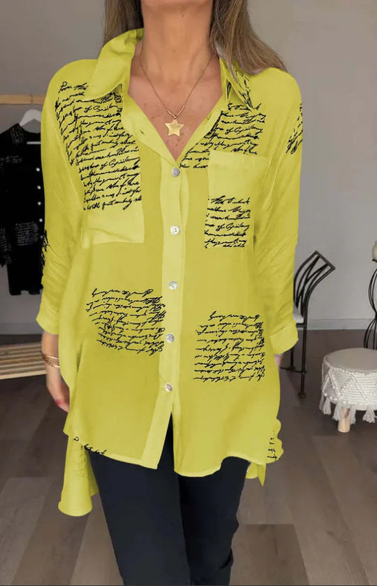 Damen Bluse mit modernem Schreibdesign und lockerer Passform EB