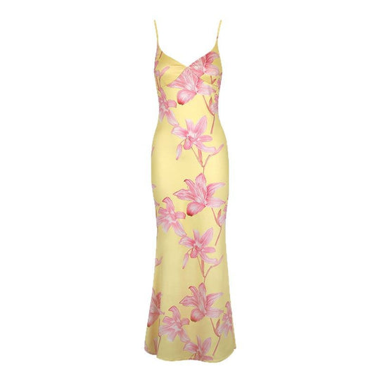 Damen Körperbetontes Maxikleid mit Blumenmuster EB