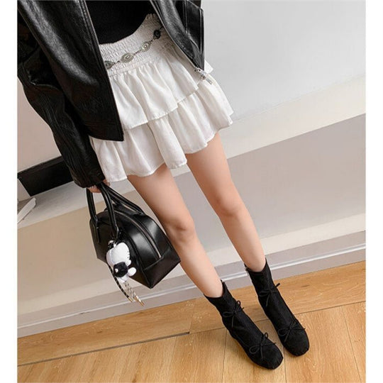 Damen Ballerina‑inspirierte Ankle‑Heels mit gerafftem Schaft und sculpted Blockabsatz EB