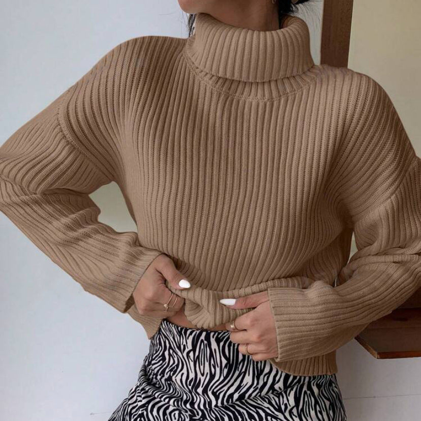 Damen Hochwertiger Rollkragenpullover mit strukturiertem Rippstrick EB