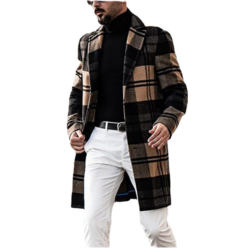 Herren eleganter Karomantel mit klassischem Schnitt und doppelter Knopfleiste EB