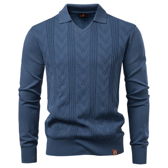 Herren Pullover mit V-Ausschnitt und strukturiertem Design EB