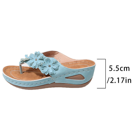 Damen Zierende Zehentrenner Sandalen mit floralem Design EB