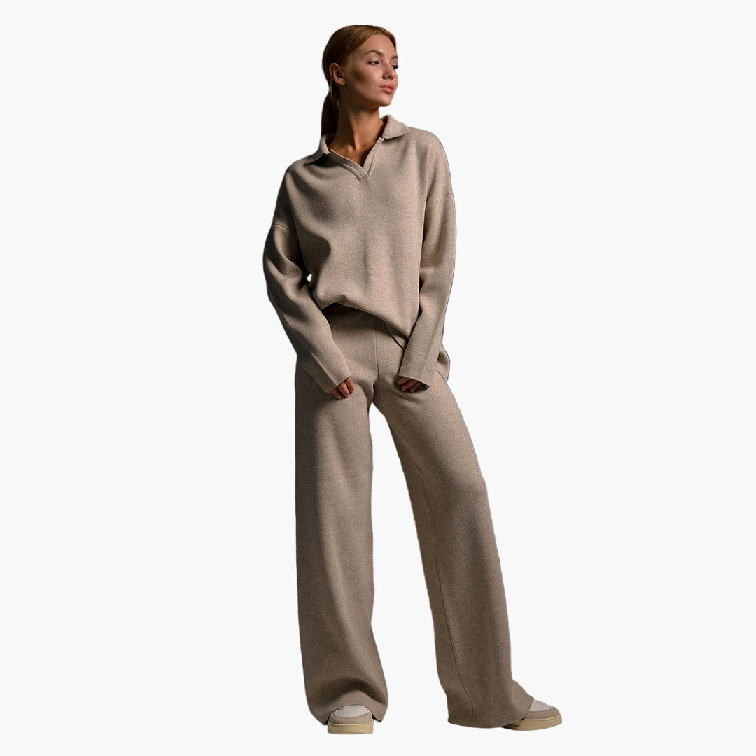 EB | Loungewear Set - Oversized Pullover mit Kragen und Weiten Hosen - Perfekt für Zuhause & Freizeit