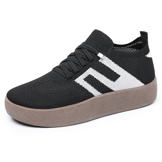 Damen Sneakers mit atmungsaktivem Mesh-Obermaterial und plateauförmiger Sohle EB