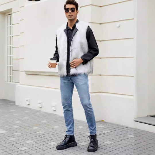 Herren Kunstpelz Weste im modernen Design EB