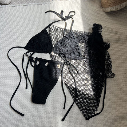 Damen Triangel-Bikini mit transparentem Netzdesign EB
