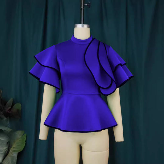 Damen Peplum-Top mit ausgefallenen Rüschen und asymmetrischem Schnitt EB