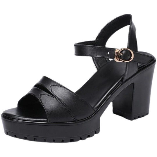 Damen Modische Plateau-Sandaletten mit robustem Profil und elegantem Riemen EB