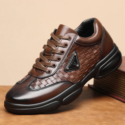 Herren Sportliche Sneaker aus hochwertigem Leder mit geflochtenen Details EB