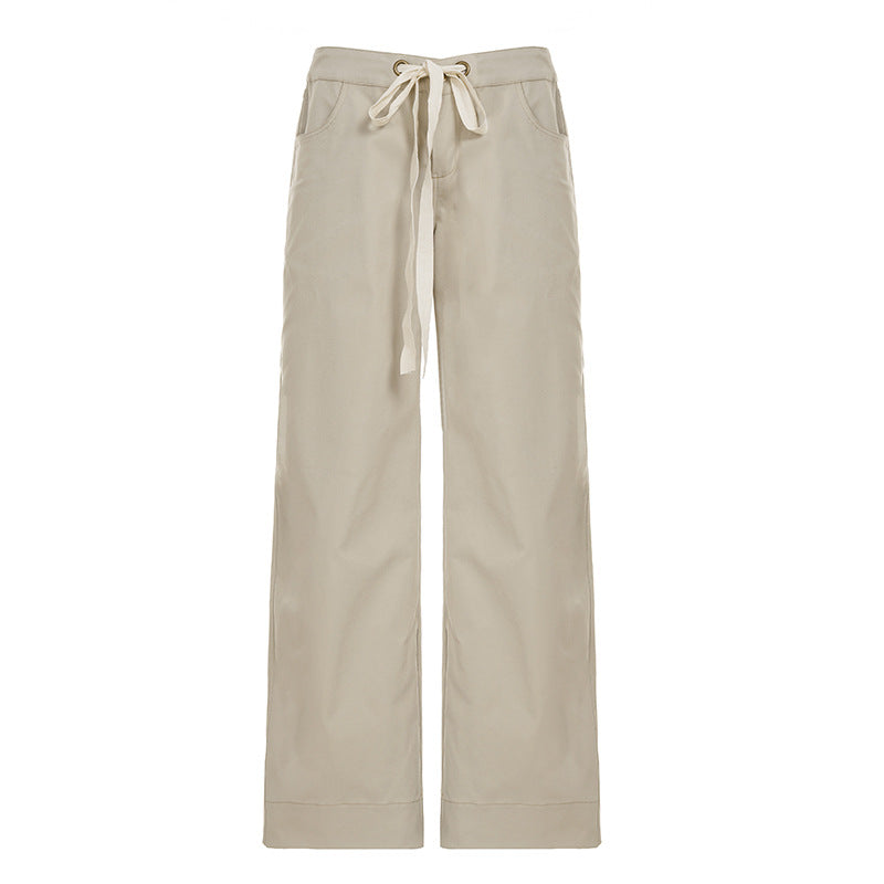 Damen nan weite Highwaist Cargo-Schlaghose mit Tunnelzug, Mehrfachtaschen und legerer Silhouette EB