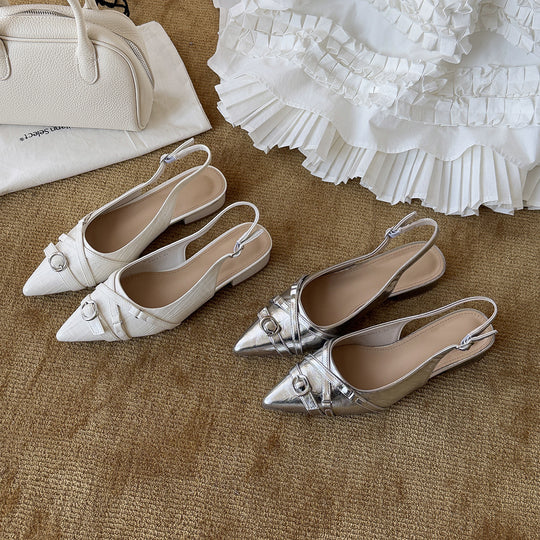Damen Elegante Slingback-Pumps mit modischem Riemen und spitz zulaufendem Design EB