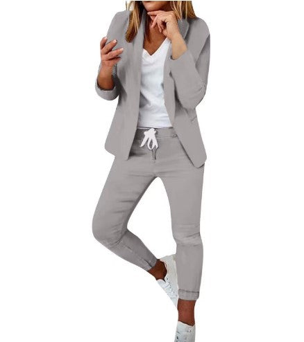 Damen nan zweiteiliges Blazer-Jogger-Set mit tailliertem Blazer und elastischer Bundhose EB