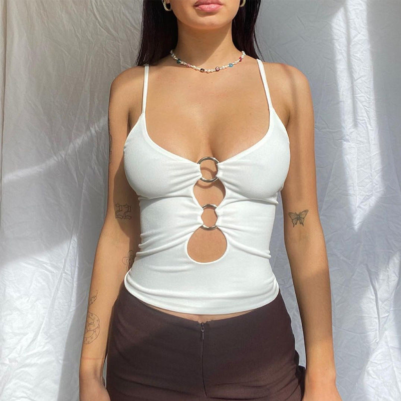 Damen Crop-Top mit dekorativen Cut-Outs EB