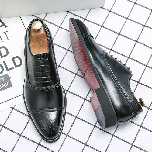 Herren Elegante Schnürschuhe aus hochwertigem Leder mit stilvoller Perforation EB