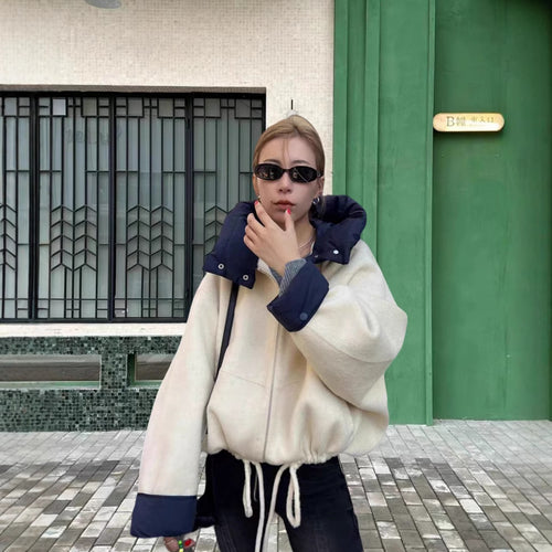 Damen modische Übergangsjacke mit kuscheliger Innenseite und verstellbarem Saum EB