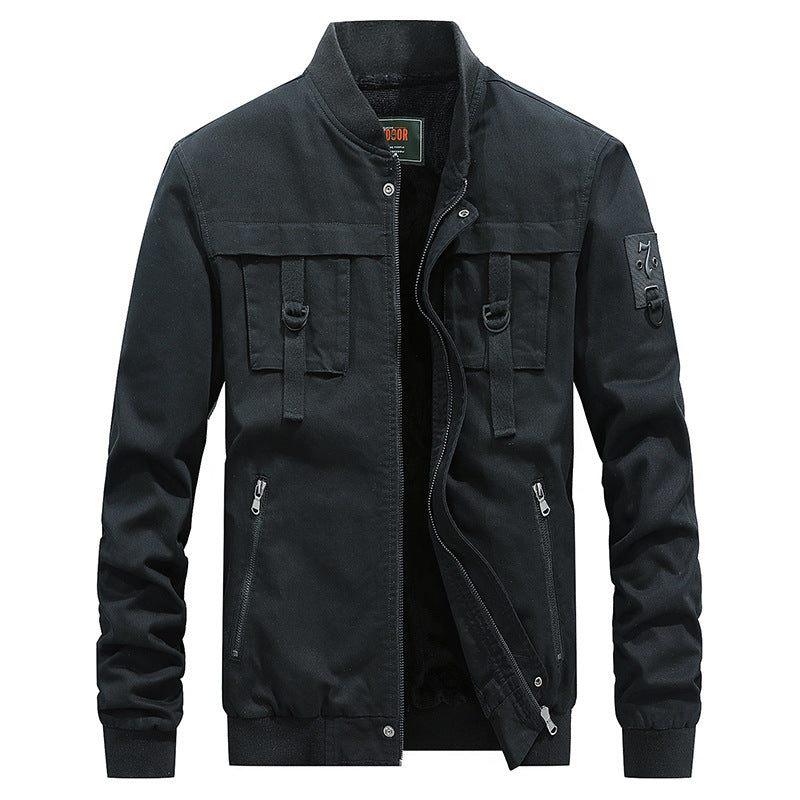 Herren Canvas-Bomberjacke im Fieldstil mit Gurt- und Ringdetails EB