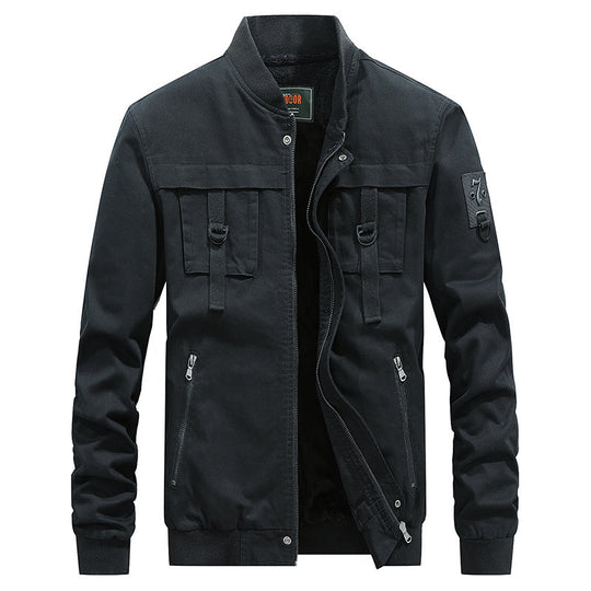 Herren Canvas-Bomberjacke im Fieldstil mit Gurt- und Ringdetails EB