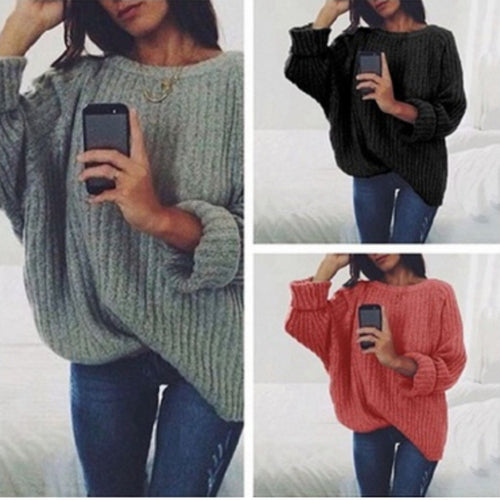 Damen Oversized Strickpullover mit strukturiertem Rippenmuster und lässigem Schnitt EB