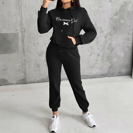 Damen nan Kapuzen-Sweatshirt und Slim-Jogginghose Lounge-Set mit Kängurutasche, gerippten Bündchen und figurbetonter Passform EB