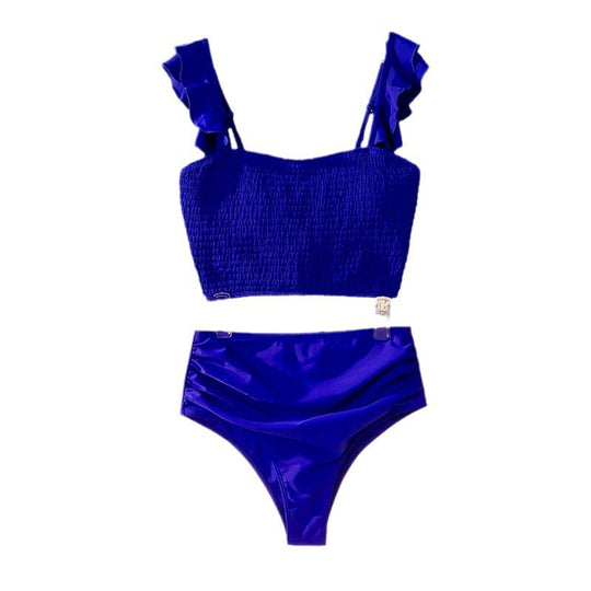 Damen Bikiniset mit hohem Taillenbund und eleganten Rüschendetails EB